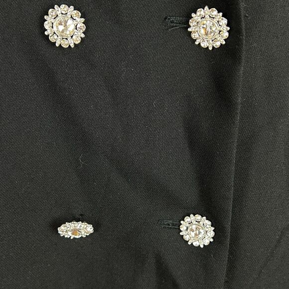 Vera Moda Curve Double Breasted Black Coat Dress Rhinestone Buttons 16 NWT - Picture 7 of 16